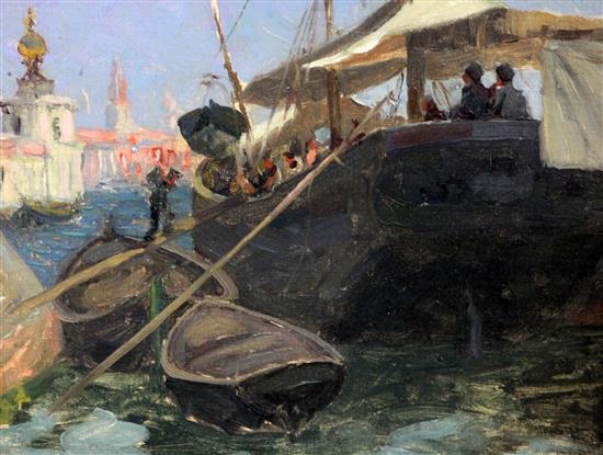 Giuseppe Ciardi (1875-1932) Venetian boating scenes 9.5 x 12.5in.